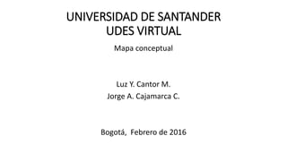 UNIVERSIDAD DE SANTANDER
UDES VIRTUAL
Mapa conceptual
Luz Y. Cantor M.
Jorge A. Cajamarca C.
Bogotá, Febrero de 2016
 