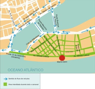 Mapa de interditação de ruas para posse do novo arcebispo