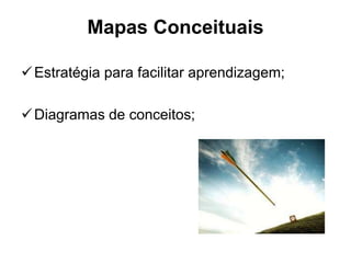 Mapas Conceituais
Estratégia para facilitar aprendizagem;
Diagramas de conceitos;
 