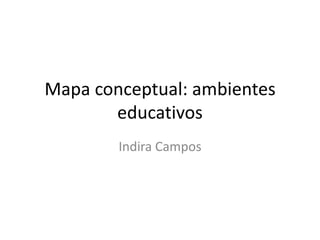 Mapa conceptual: ambientes
educativos
Indira Campos
 