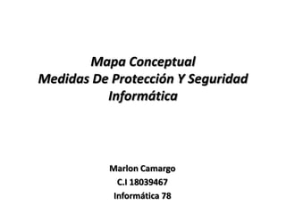 Mapa Conceptual
Medidas De Protección Y Seguridad
Informática
Marlon Camargo
C.I 18039467
Informática 78
 