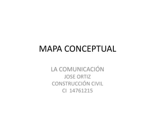 MAPA CONCEPTUAL
LA COMUNICACIÓN
JOSE ORTIZ
CONSTRUCCIÓN CIVIL
CI 14761215

 