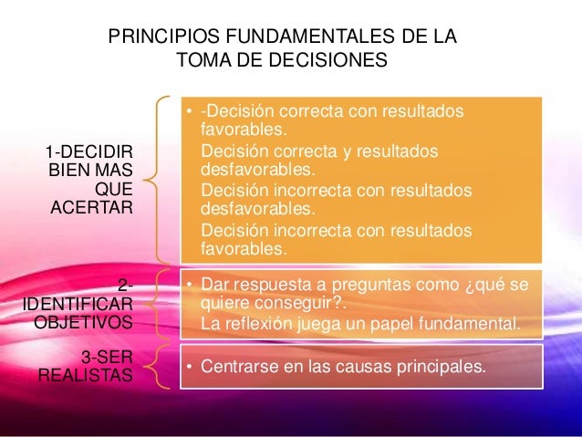 PRINCIPIOS PARA LA TOMA DE DECISIONES