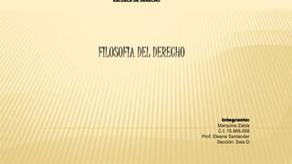 Integrante: 
Marquina Zaida 
C.I: 15.968.058 
Prof. Eleana Santander 
Sección: Saia D 
ESCUELA DE DERECHO 
FILOSOFIA DEL DERECHO 
 