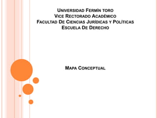 UNIVERSIDAD FERMÍN TORO
VICE RECTORADO ACADÉMICO
FACULTAD DE CIENCIAS JURÍDICAS Y POLÍTICAS
ESCUELA DE DERECHO
MAPA CONCEPTUAL
 