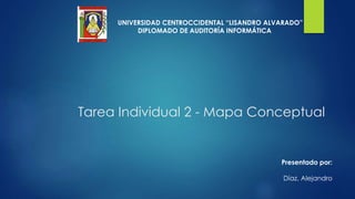 Tarea Individual 2 - Mapa Conceptual
UNIVERSIDAD CENTROCCIDENTAL “LISANDRO ALVARADO”
DIPLOMADO DE AUDITORÍA INFORMÁTICA
Presentado por:
Díaz, Alejandro
 