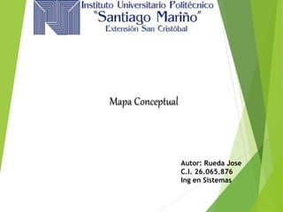 Mapa Conceptual
Autor: Rueda Jose
C.I. 26.065.876
Ing en Sistemas
 