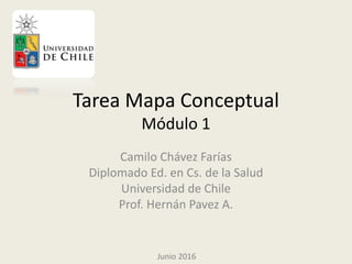 Tarea Mapa Conceptual
Módulo 1
Camilo Chávez Farías
Diplomado Ed. en Cs. de la Salud
Universidad de Chile
Prof. Hernán Pavez A.
Junio 2016
 