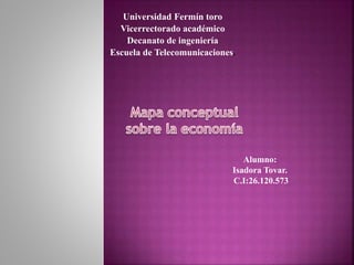 Universidad Fermín toro
Vicerrectorado académico
Decanato de ingeniería
Escuela de Telecomunicaciones.
Alumno:
Isadora Tovar.
C.I:26.120.573
 