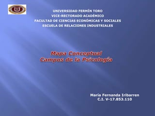 UNIVERSIDAD FERMÍN TORO
VICE-RECTORADO ACADÉMICO
FACULTAD DE CIENCIAS ECONÓMICAS Y SOCIALES
ESCUELA DE RELACIONES INDUSTRIALES
María Fernanda Iribarren
C.I. V-17.853.110
 
