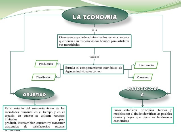 Mapa conceptual de La Economia, su Objetivo y metodologia