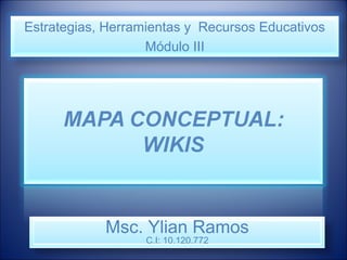 Estrategias, Herramientas y Recursos Educativos
Módulo III
Msc. Ylian Ramos
C.I: 10.120.772
 