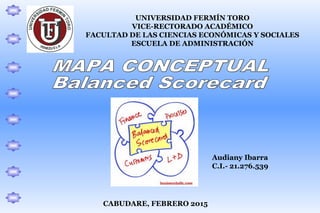 UNIVERSIDAD FERMÍN TORO
VICE-RECTORADO ACADÉMICO
FACULTAD DE LAS CIENCIAS ECONÓMICAS Y SOCIALES
ESCUELA DE ADMINISTRACIÓN
CABUDARE, FEBRERO 2015
Audiany Ibarra
C.I.- 21.276.539
 