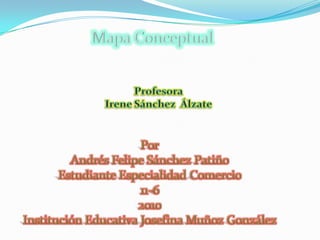 Mapa Conceptual Profesora Irene Sánchez  Álzate Por Andrés Felipe Sánchez Patiño Estudiante Especialidad Comercio   11-6 2010 Institución Educativa Josefina Muñoz González 