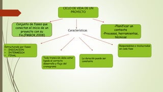 Mapa conceptual ciclo de la vida de un proyecto