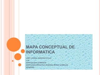 MAPA CONCEPTUAL DE INFORMATICA LEIDY JOHANA CARDONA AYALA 11-6 ESPECIALIDAD COMERCIO INSTITUCION EDUCATIVA JOSEFINA MUÑOZ GONZALEZ RIONEGRO 