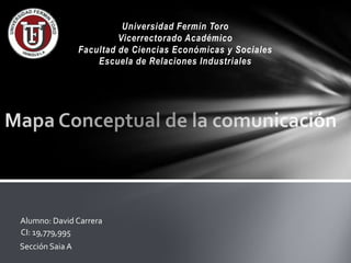 Universidad Fermín Toro
                          Vicerrectorado Académico
                 Facultad de Ciencias Económicas y Sociales
                     Escuela de Relaciones Industriales




Alumno: David Carrera
CI: 19,779,995
Sección Saia A
 