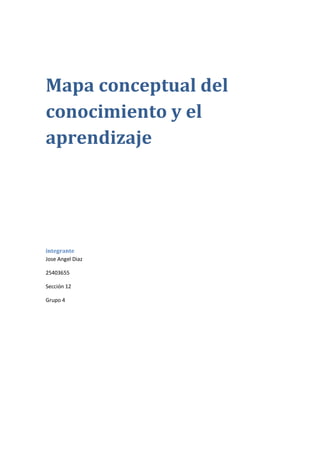 Mapa conceptual del
conocimiento y el
aprendizaje
integrante
Jose Angel Diaz
25403655
Sección 12
Grupo 4
 
