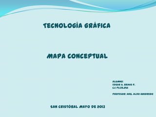 ALUMNO:
Edgar A. Bravo P.
C.I: 19.135.256
PROFESOR: ARQ. ALDO guerrero
Tecnología Gráfica
Mapa Conceptual
San Cristóbal Mayo de 2013
 