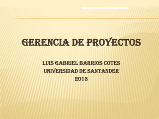 GERENCIA DE PROYECTOS
LUIS GABRIEL BARRIOS COTES
UNIVERSIDAD DE SANTANDER
2013
 
