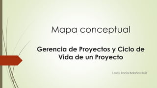 Mapa conceptual
Gerencia de Proyectos y Ciclo de
Vida de un Proyecto
Leidy Rocío Bolaños Ruiz
 