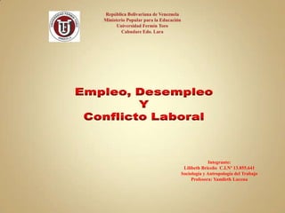 Integrante:
 Lilibeth Briceño C.I.Nº 13.855.641
Sociología y Antropología del Trabajo
     Profesora: Yamileth Lucena
 