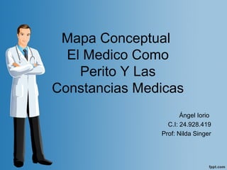 Ángel Iorio
C.I: 24.928.419
Prof: Nilda Singer
Mapa Conceptual
El Medico Como
Perito Y Las
Constancias Medicas
 