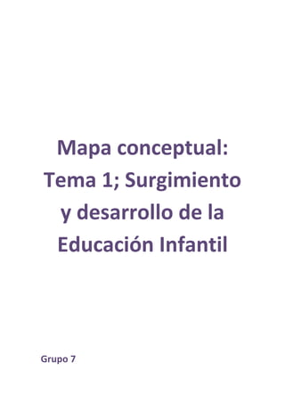 Mapa conceptual:
Tema 1; Surgimiento
y desarrollo de la
Educación Infantil
Grupo 7
 