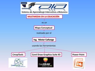 MULTIMEDIA EN LA EDUCACIÓN

                        es un

                  Mapa Conceptual

                   realizado por el

                Ing. Néstor Cañongo

               usando las herramientas


CmapTools      Corel Draw Graphics Suite X5   Power Point
 