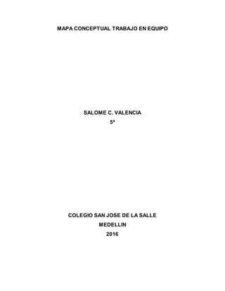 MAPA CONCEPTUAL TRABAJO EN EQUIPO
SALOME C. VALENCIA
5ª
COLEGIO SAN JOSE DE LA SALLE
MEDELLIN
2016
 