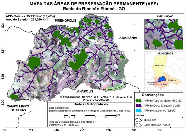 Mapa das Áreas de Preservação Permanente