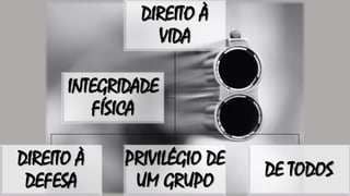 DIREITO À
VIDA
DIREITO À
DEFESA
PRIVILÉGIO DE
UM GRUPO
DE TODOS
INTEGRIDADE
FÍSICA
 