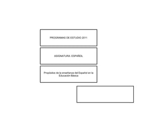 Propósitos de la enseñanza del Español en la
Educación Básica
PROGRAMAS DE ESTUDIO 2011
ASIGNATURA: ESPAÑOL