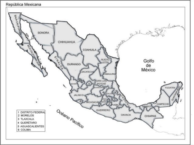 Mapa Rep blica Mexicana con nombres y divisi n pol tica para imprimir