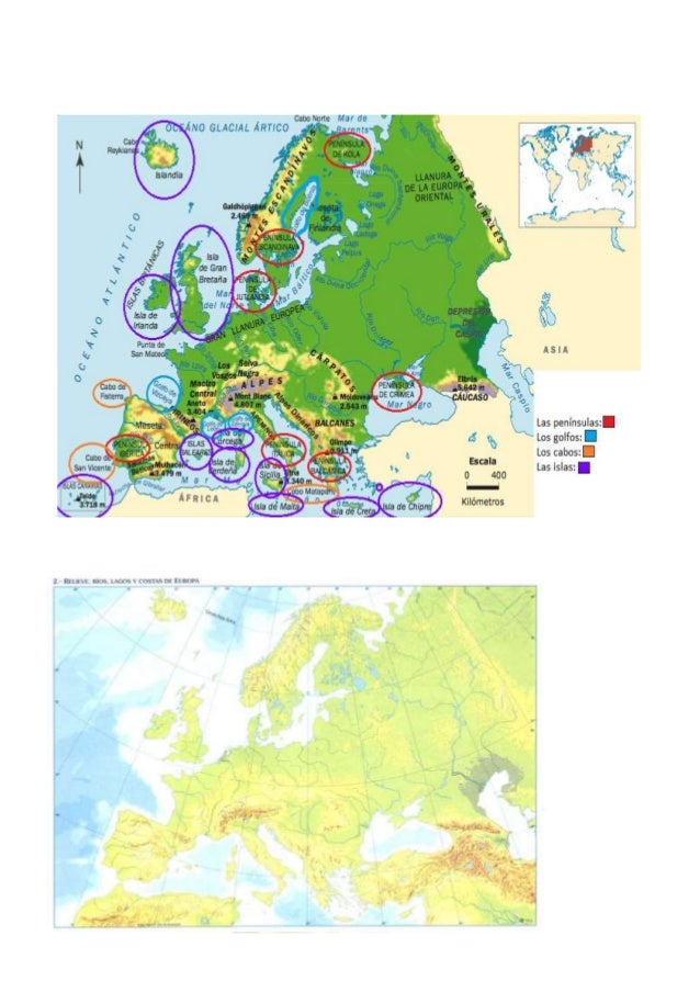 Mapa de las costas de Europa