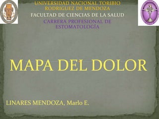 UNIVERSIDAD NACIONAL TORIBIO
RODRIGUEZ DE MENDOZA
FACULTAD DE CIENCIAS DE LA SALUD
CARRERA PROFESIONAL DE
ESTOMATOLOGÍA
MAPA DEL DOLOR
LINARES MENDOZA, Marlo E.
 