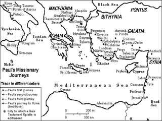 Mapa de los viajes misioneros de pablo  para imprimir