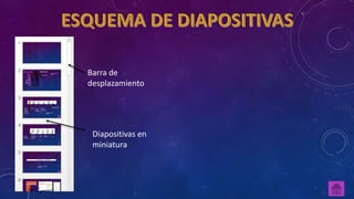 Barra de
desplazamiento
Diapositivas en
miniatura
 