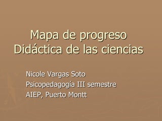 Mapa de progresoDidáctica de las ciencias Nicole Vargas Soto Psicopedagogía III semestre AIEP, Puerto Montt 