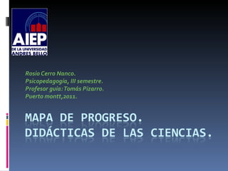 Rosio Cerro Nanco. Psicopedagogía, III semestre. Profesor guía: Tomás Pizarro. Puerto montt,2011. 