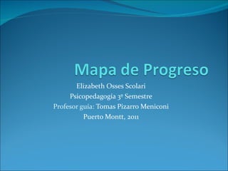Elizabeth Osses Scolari Psicopedagogía 3º Semestre Profesor guía:  Tomas Pizarro Meniconi Puerto Montt, 2011 