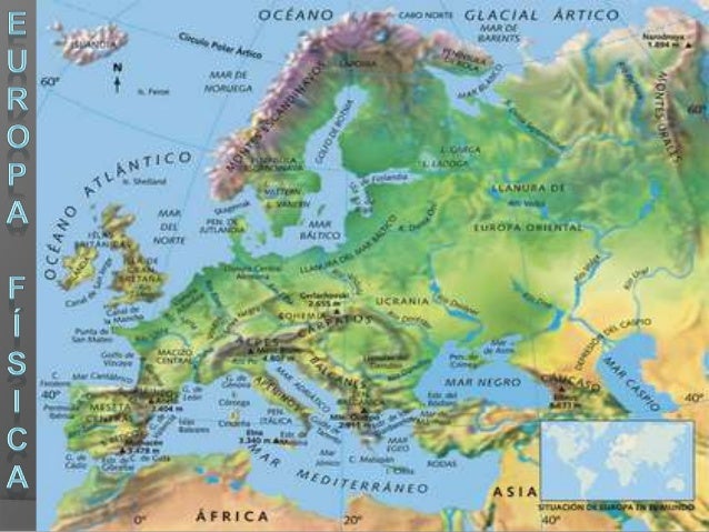 Mapa físico y político de Europa y España