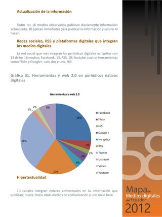 Gráfica 32. Hipertextualidad en periódicos nativos digitales
Hipertextualidad

5%

Enlaces
Enlace a otros medios

50%

No ...