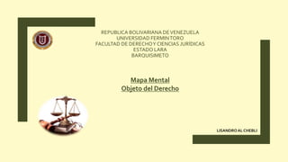 REPUBLICA BOLIVARIANA DEVENEZUELA
UNIVERSIDAD FERMINTORO
FACULTAD DE DERECHOY CIENCIAS JURÍDICAS
ESTADO LARA
BARQUISIMETO
Mapa Mental
Objeto del Derecho
LISANDROAL CHEBLI
 