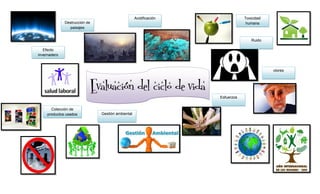 Acidificación               Toxicidad
              Destrucción de                                                      humana
                paisajes


                                                                                    Ruido

   Efecto
invernadero



                                                                                             olores



                               Evaluación del ciclo de vida
                                                                     Esfuerzos


       Colección de
     productos usados            Gestión ambiental
 