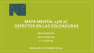 MAPA MENTAL 15% 2C
DEFECTOS EN LAS SOLDADURAS
REALIZADO POR:
Danny Zabala (46)
C.I.: 23.768.135
MARACAIBO, SEPTIEMBRE DE 2017
 