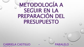 METODOLOGÍA A
SEGUIR EN LA
PREPARACIÓN DEL
PRESUPUESTO
GABRIELA CASTILLO - PARALELO
 