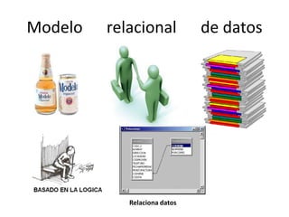 Modelo      relacional      de datos Relaciona datos 