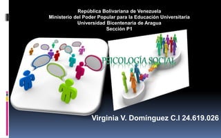 Virginia V. Domínguez C.I 24.619.026
República Bolivariana de Venezuela
Ministerio del Poder Popular para la Educación Universitaria
Universidad Bicentenaria de Aragua
Sección P1
 