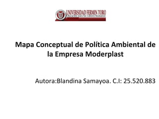 Autora:Blandina Samayoa. C.I: 25.520.883
Mapa Conceptual de Política Ambiental de
la Empresa Moderplast
 